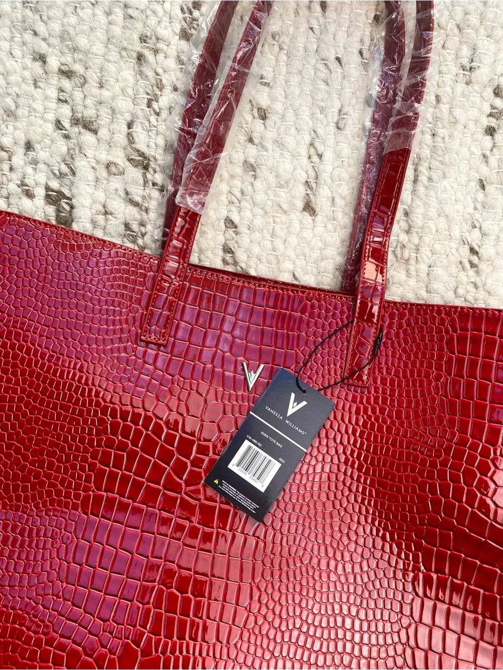 Vanessa Williams NWT Eden Red Patent Croc Tote Bag